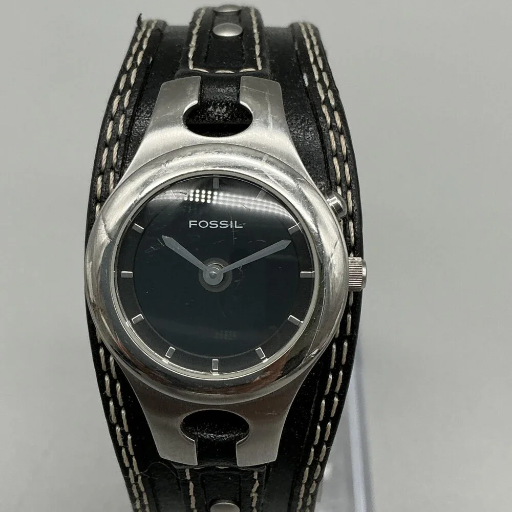Fossil Big Tic Womens Watch 26mm Star Animation ES-8674 Leather New Battery